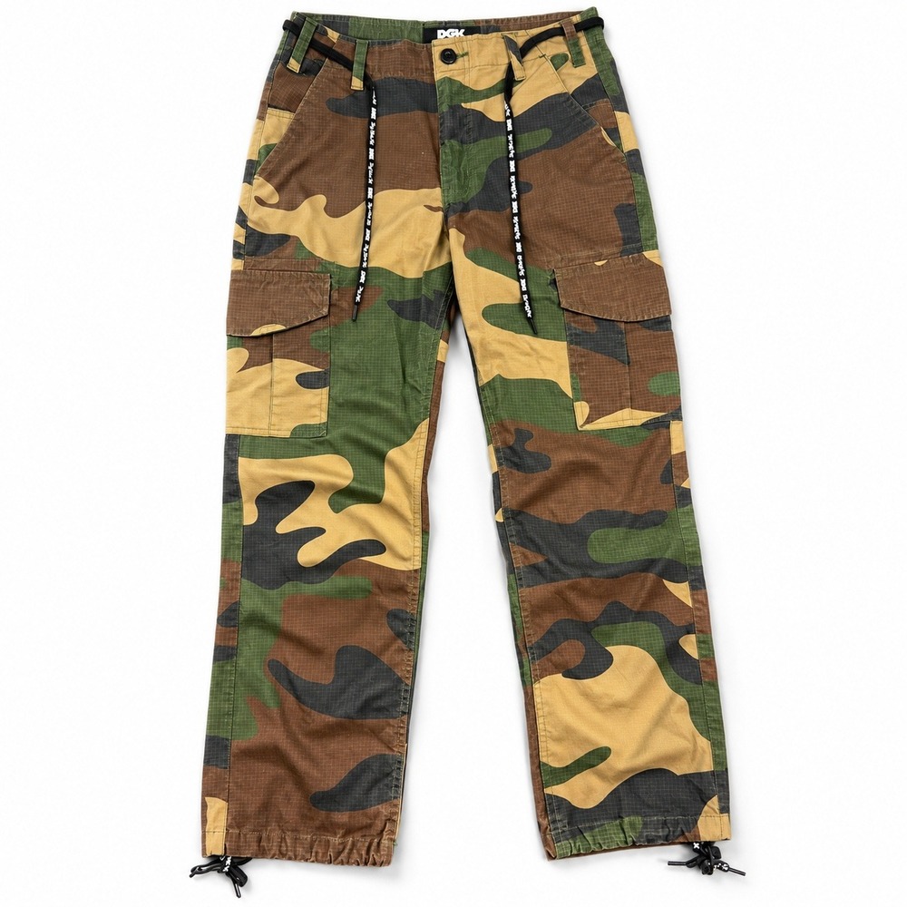 DKG Camouflage Cargo Pants Men's Size 28 Army Green Brown Y2K Camo